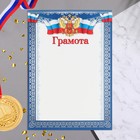 Грамота "Символика РФ" тиснение, синяя рамка, картон, А4 9916197 - фото 10953693