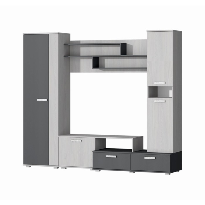 Стенка в гостиную «Юна», с шкафами, с полками, 2200×480×1870 мм, цвет анкор светлый/графит - Фото 1