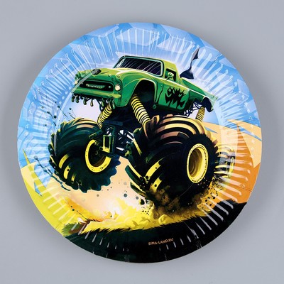 Посуда бумажная одноразовая «Тачка», 6 тарелок, 1 гирлянда, 6 стаканов, 6 колпаков