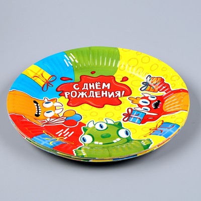 Посуда одноразовая бумажная для праздника «Монстрики», 6 тарелок, 6 стаканов, гирлянда