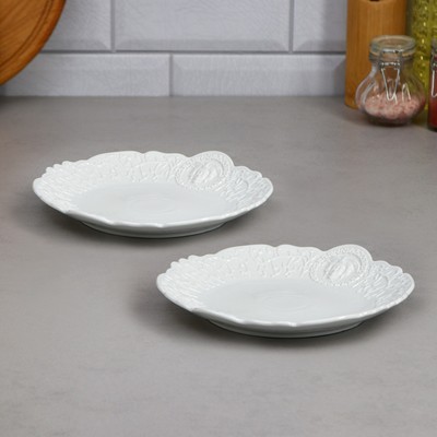 Набор тарелок плоских Veronica, круглые, маленькие, фарфор, Иран