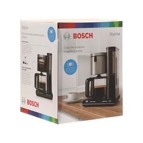 Кофеварка Bosch TKA8633, капельная, 1100 Вт, 1.25 л, чёрно-серебристая