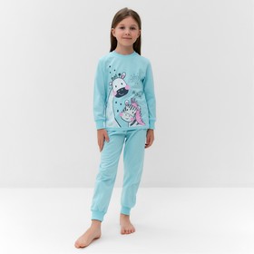 Пижама для девочки, цвет мятный, рост 128 см