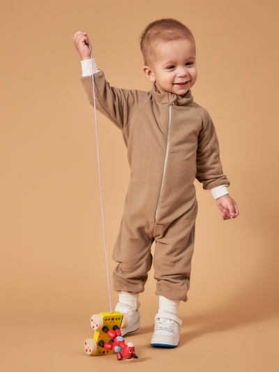 Комбинезон детский флисовый, бежевый, рост 104-110 см