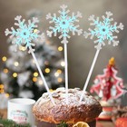 Топпер новогодний для торта «Снежинки», 3 шт., голубой - Фото 4