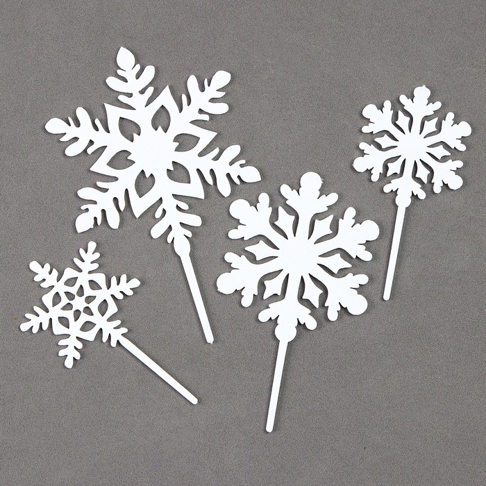 Топперы набор «Снежинки», 4 шт., цвет белый - Фото 1