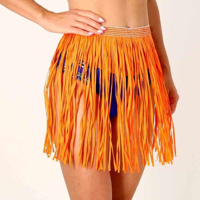 Гавайская юбка, 40 см, цвет оранжевый - Фото 1
