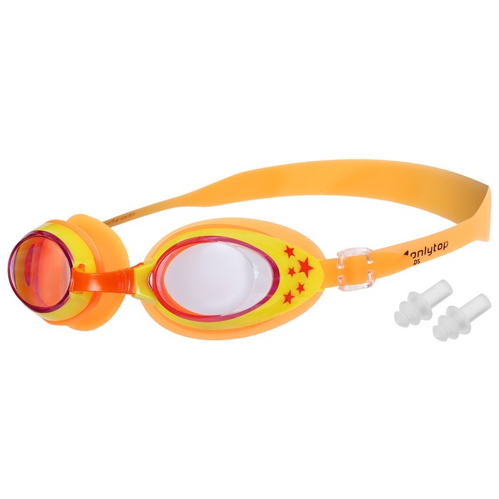Очки для плавания детские ONLYTOP, беруши, цвет оранжевый, уценка - Фото 1
