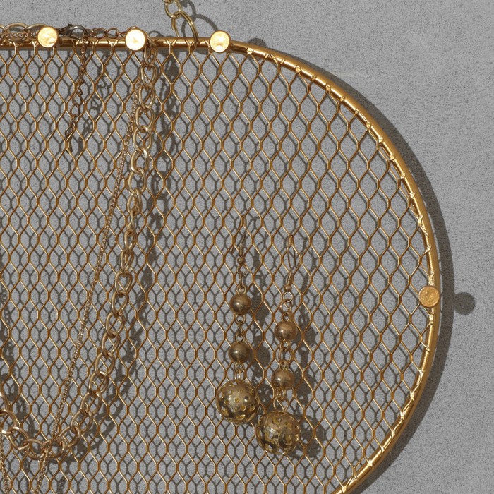 Органайзер настенный сетка «Овал» 14 крючков, 35×18 см, цвет золотой - фото 1907811942