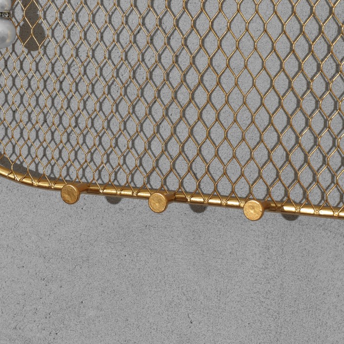 Органайзер настенный сетка «Овал» 11 крючков, 30×16 см, цвет золотой - фото 1887215228