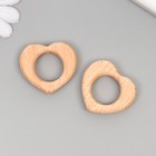 Бусина для творчества дерево "Сердечко" 3,6х3,3 см (комплект 2 шт) - фото 24353711