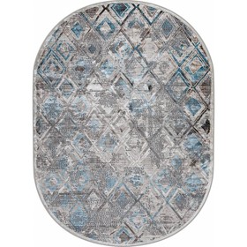 Ковёр овальный Roma 37910A, размер 83x150 см, цвет blue fls / beige fls