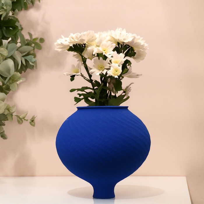 Ваза для цветов декоративная «Лаура» цвет синий 20 х 16 х 16 см - фото 1909274234