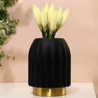 Ваза для цветов «Делиция» из черного стекла 22 х 16 х 16 см - фото 24499646