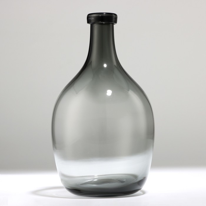 Ваза для цветов бутыль «Суромна» из прозрачного серого стекла 29 х 16 х 16 см - Фото 1