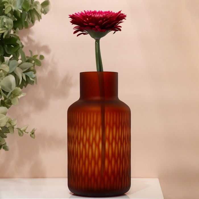 Ваза для цветов «Ирма» из стекла цвета охры 31×16×16 см - Фото 1