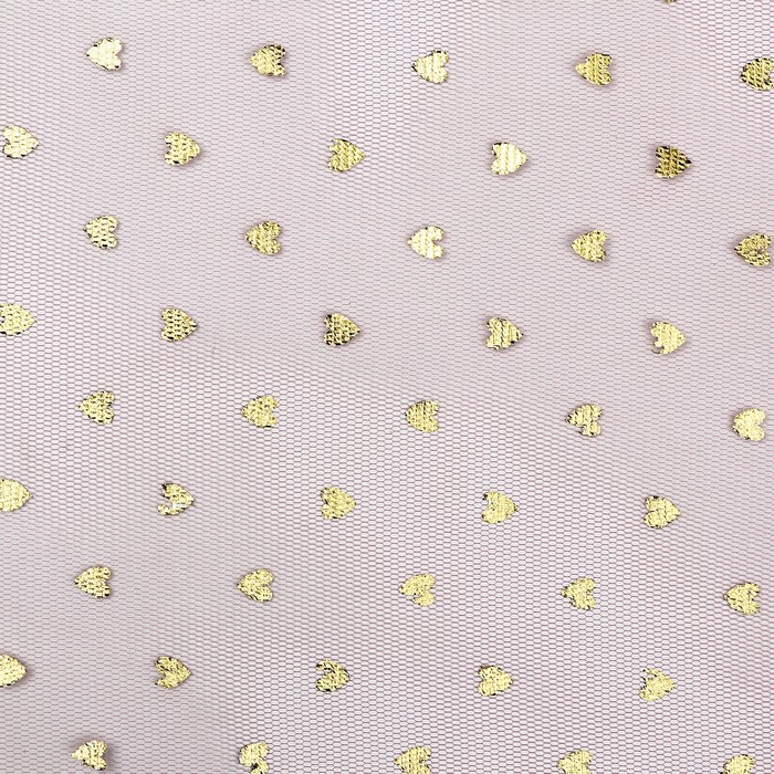 Сетка флористическая "Золотые сердца", 50см*4,5м, розовая