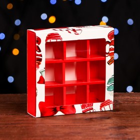 Коробка складная под 9 конфет, «Новогодний фонарик», 13,7 х 13,7 х 3,5 см
