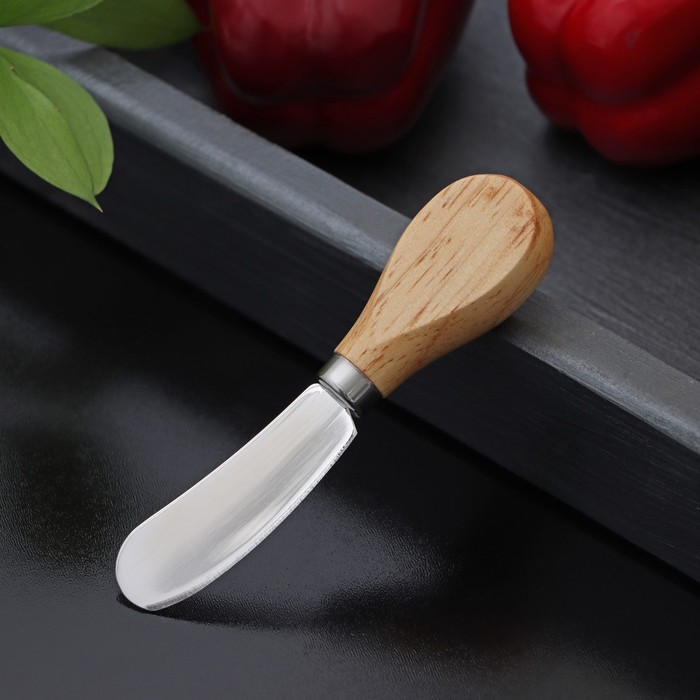 Нож для сыра Доляна «Ломоть», ручка из гевеи, 12,3×3 см - Фото 1
