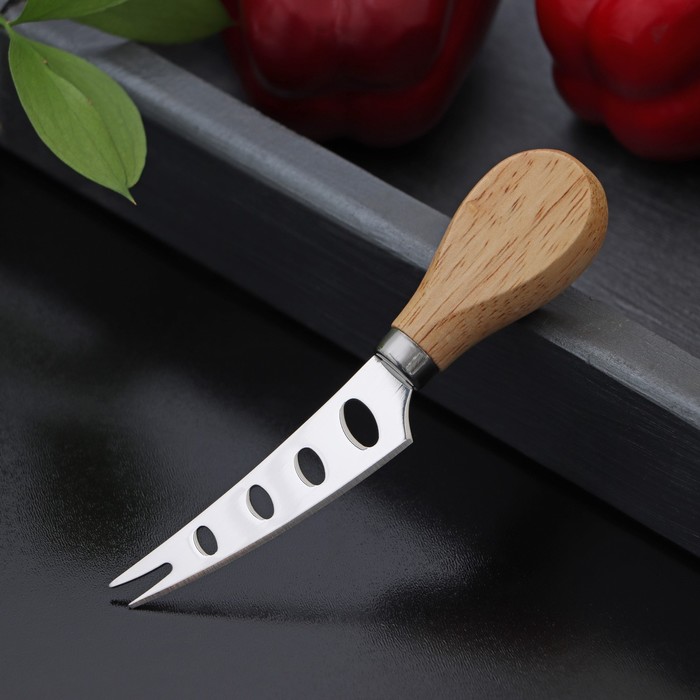 Нож для сыра Доляна «Ломоть», ручка из гевеи, 13,9×3 см - Фото 1