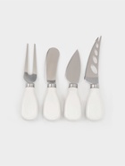 Ножи для сыра Magistro Celt, 4 предмета: нож 3 шт., вилка для сыра 1 шт., керамическая ручка, белые - Фото 1