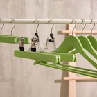 Вешалки для брюк и юбок LaDо́m Brillant, 30×17×2.4 см, 2 шт., деревянные, фисташковые - Фото 9