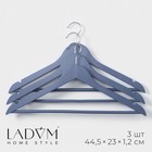 Плечики - вешалки для одежды деревянные LaDо́m Brillant, 44,5×23×1,2 см, 3 шт, цвет синий - фото 319953334