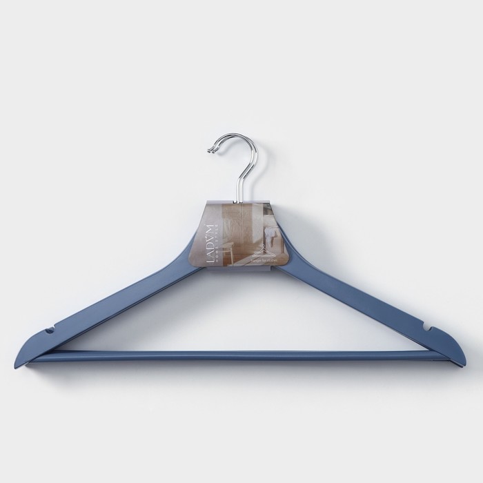 Вешалка-плечики деревянная для одежды «Тэри», 3 шт, 44,5×23×1,2 см, цвет синий
