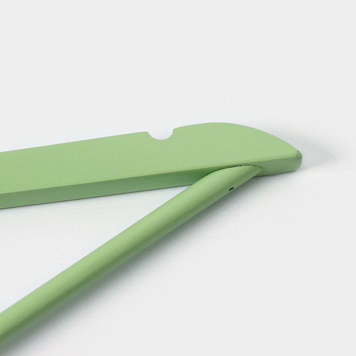 Вешалка-плечики деревянная для одежды «Тэри», 3 шт, 44,5×23×1,2 см, цвет зелёный