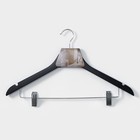 Плечики - вешалка для брюк и юбок LaDо́m Bois, 44.5×1.2×27.5 см, с зажимами, широкие плечики, сорт А, дерево - Фото 6