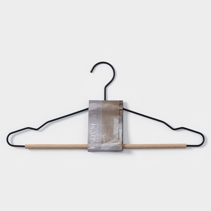 Вешалка-плечики для одежды «Wood», 43×19×1см, цвет чёрный