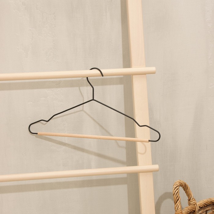 Вешалка-плечики для одежды «Wood», 43×19×1см, цвет чёрный