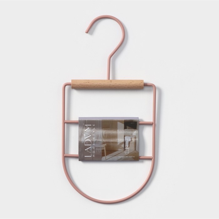 Вешалка оргазайзер для ремней и шарфов «Wood», 11,3×24×1,1 см, цвет розовый