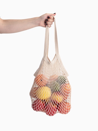 Сумка-авоська плетёная, клетка 1.5 см, бежевая