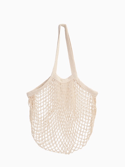 Сумка - авоська плетёная, клетка 1.5 см, бежевая