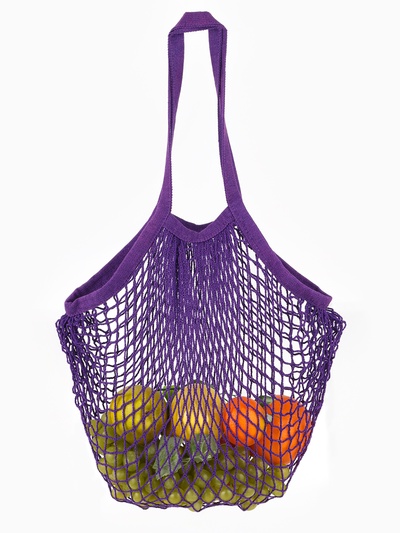 Сумка - авоська плетёная, ручка 17 см, клетка 1.5 см, фиолетовая