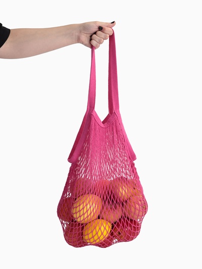 Сумка-авоська хозяйственная, клетка 1.5 см, розовая