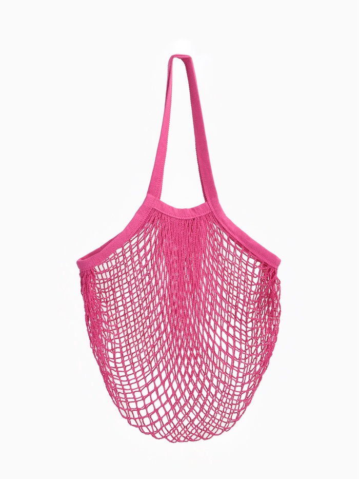 Сумка-авоська хозяйственная, клетка 1.5 см, розовая - Фото 1