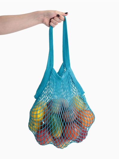 Сумка-авоська плетёная, клетка 1.5 см, синяя