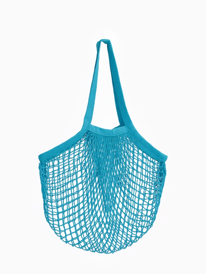 Сумка-авоська плетёная, клетка 1.5 см, синяя - Фото 1