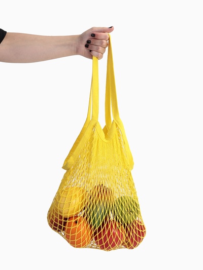 Сумка-авоська плетёная, клетка 1.5 см, жёлтая