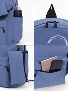 Рюкзак школьный с пеналом на молнии, с карманами, размер 30×12×42 см, однотонный с принтом, сиреневый - Фото 2