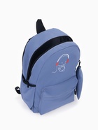 Рюкзак школьный с пеналом на молнии, с карманами, размер 30×12×42 см, однотонный с принтом, сиреневый - Фото 5