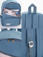 Рюкзак школьный на молнии, с принтом, размер 30×13×42 см, синий - Фото 5