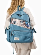 Рюкзак школьный на молнии, с принтом, размер 30×13×42 см, синий - Фото 11