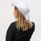 Шляпа ковбойская, со стразами, р. 56 см, цвет белый - Фото 5