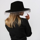 Шляпа с широкими полями, со стразами, р. 56 см, цвет чёрный - фото 24659504