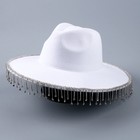 Шляпа с широкими полями, со стразами, р. 56 см, цвет белый - Фото 5