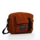 Сумка молодёжная на молнии, 22×6×16 см, коричневая - Фото 3