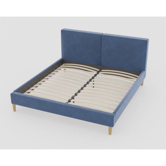 Кровать Линси с орт.основанием 1400х2000 Синий велюр - Фото 1